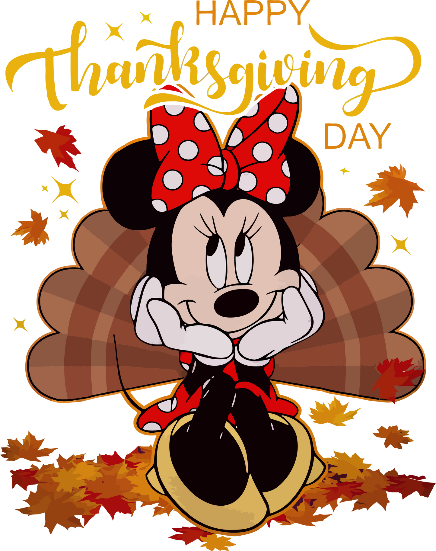 Thanksgiving Minnie DTF Transfer – Cute Turkey Tail Design – Ready to Press