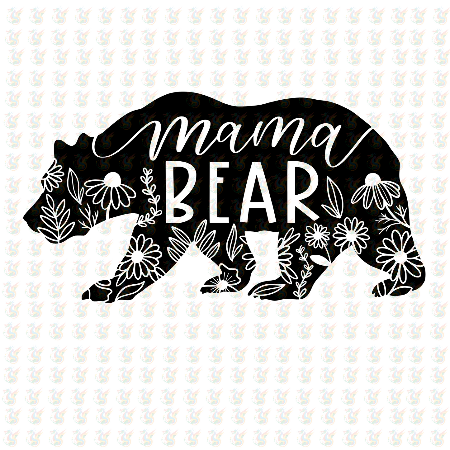 Mama Bear Floral Silhouette – DTF Transfer – Ready to Press for Moms