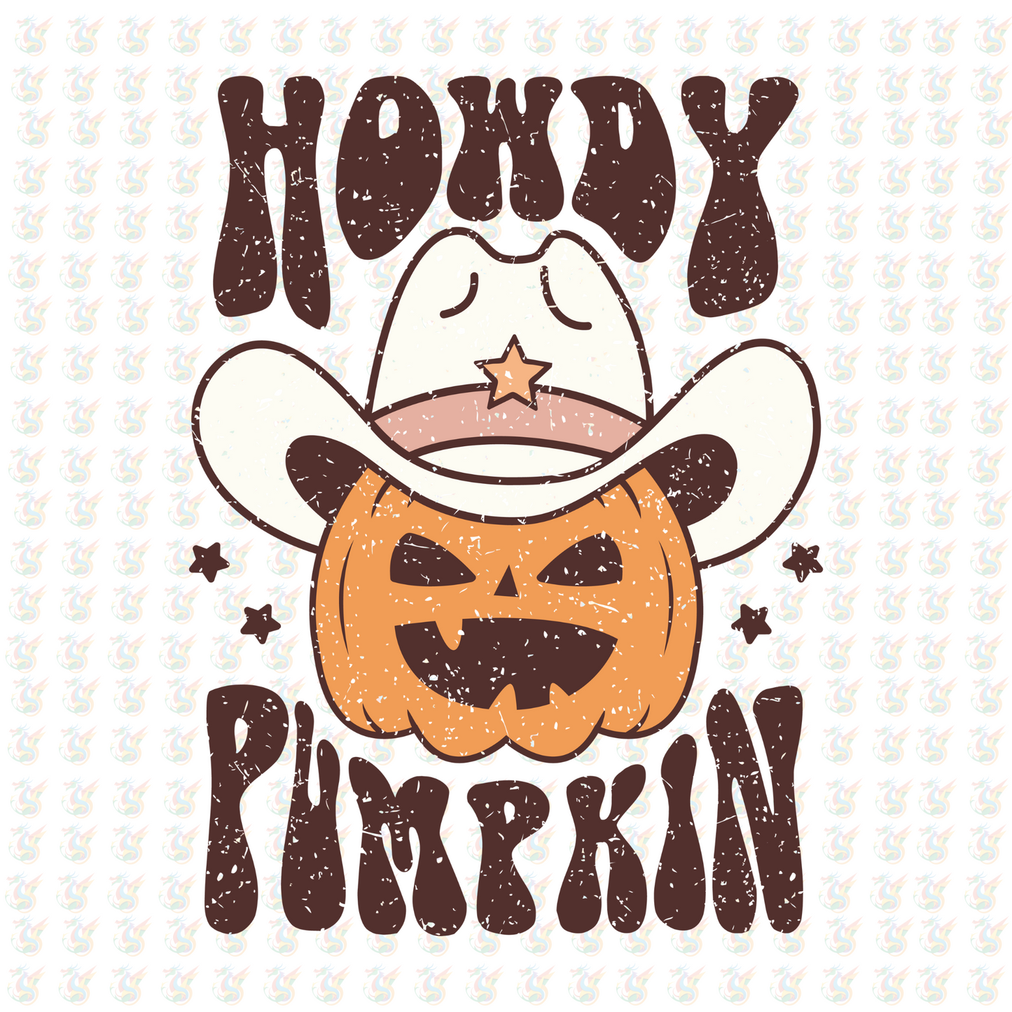 Howdy Pumpkin DTF Transfer – Western Halloween Design – Ready to Press