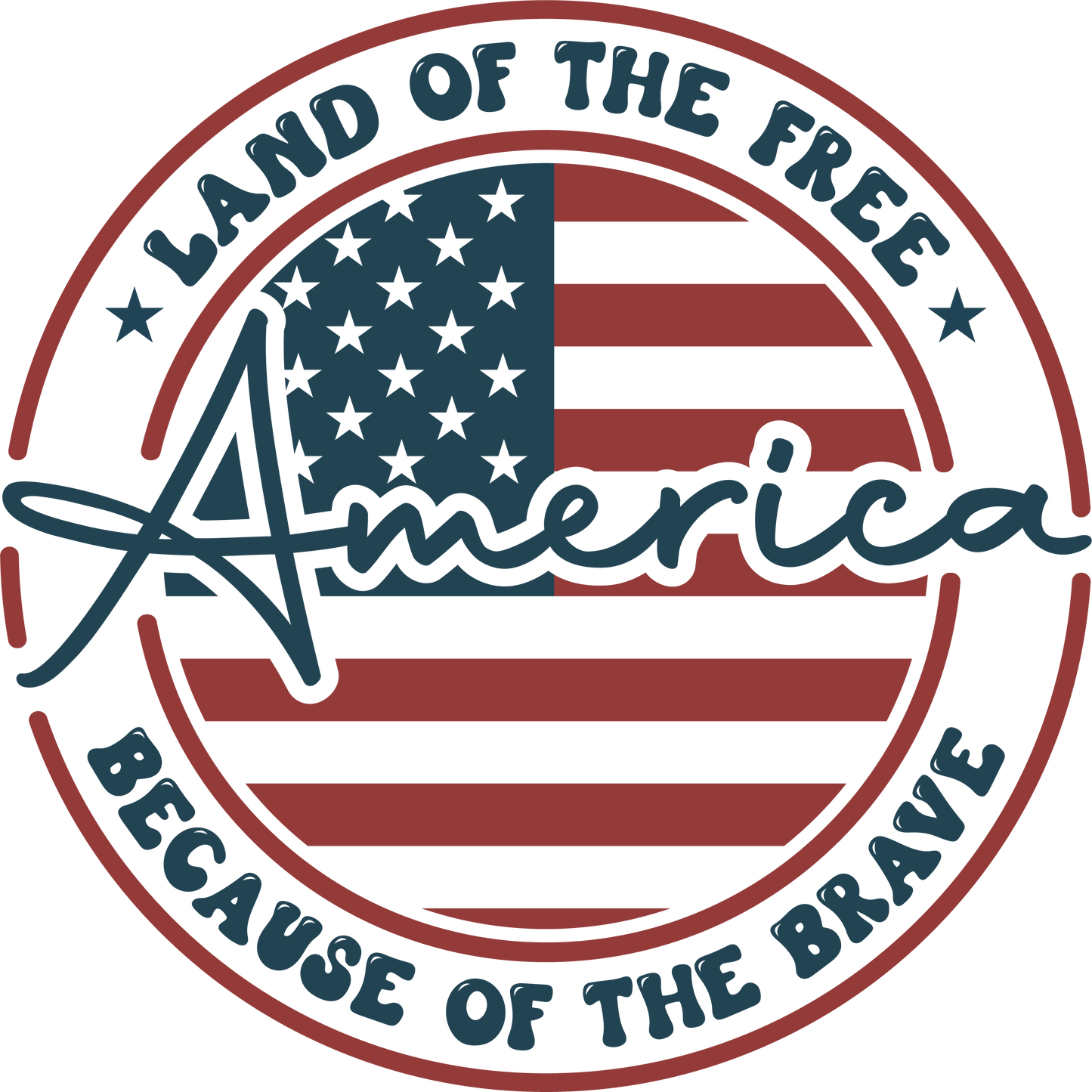 Land of the Free DTF Transfer – Patriotic America Circle Design-Ready to Press