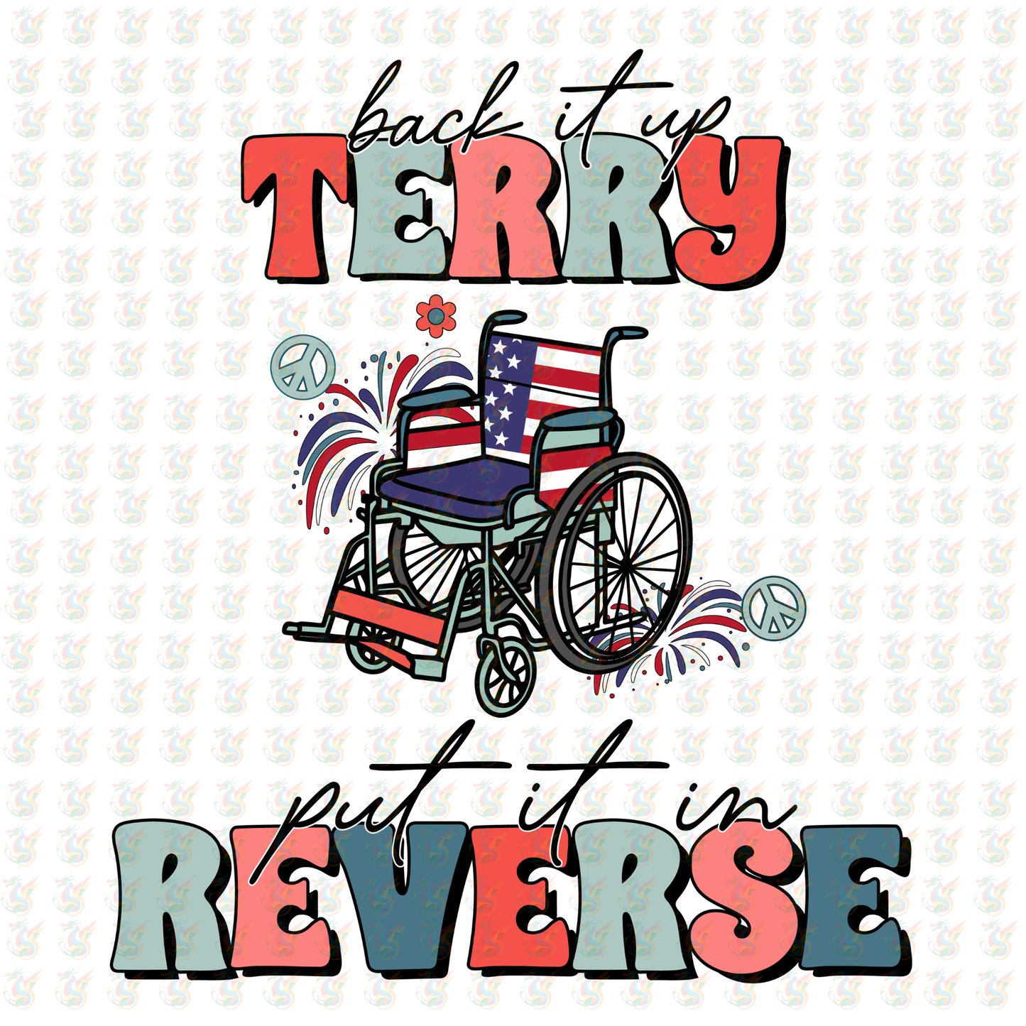 Terry Reverse Patriotic DTF Transfer – Wheelchair Pride – Ready to Press