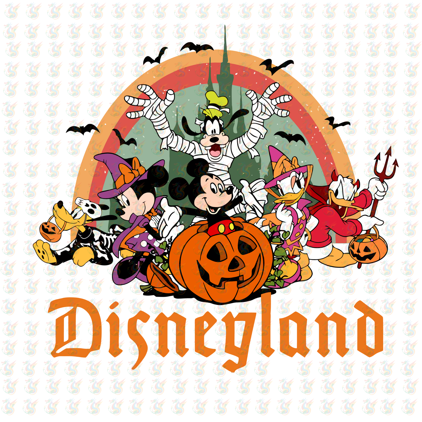 Disneyland Halloween DTF Transfer – Ready to Press – Mickey & Friends Trick-or-Treat Design