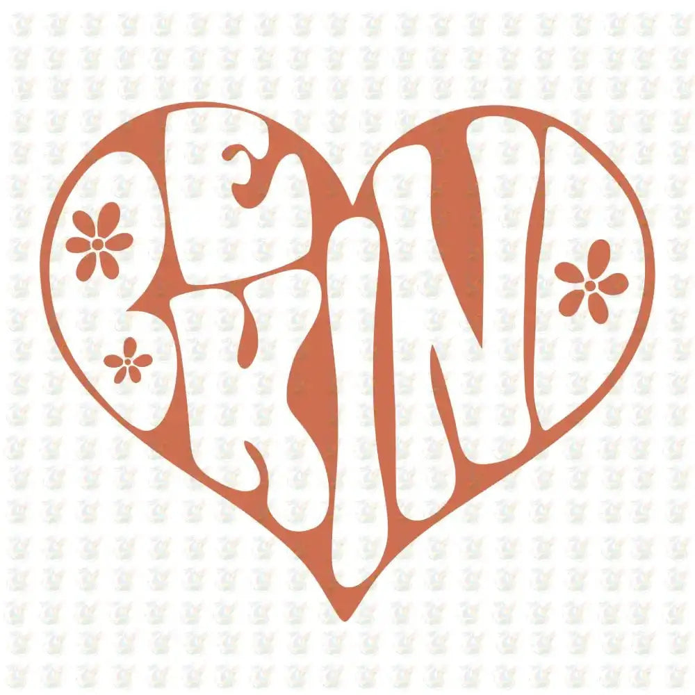 Be Kind Retro Heart DTF Transfer – Groovy Floral Design – Ready to Press - House Of DTF Shirt