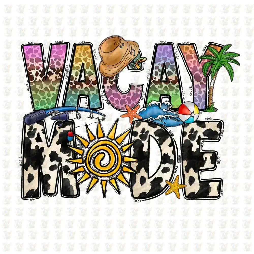 Vacay Mode DTF Transfer – Ready to Press – Western Tropical Summer Design - House Of DTF Shirt