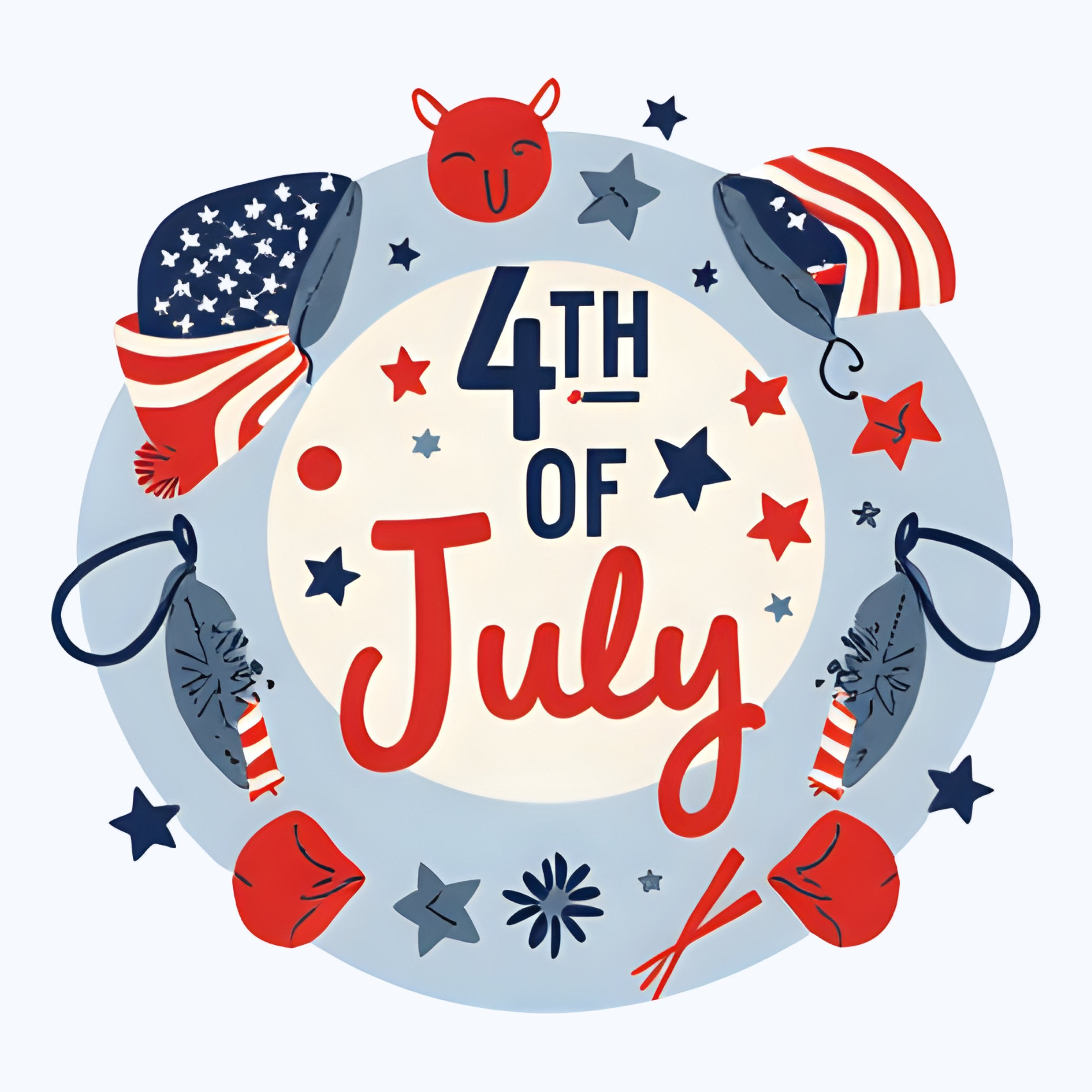 4th of July DTF Transfer – Ready to Press – Patriotic Fireworks & Flags Design