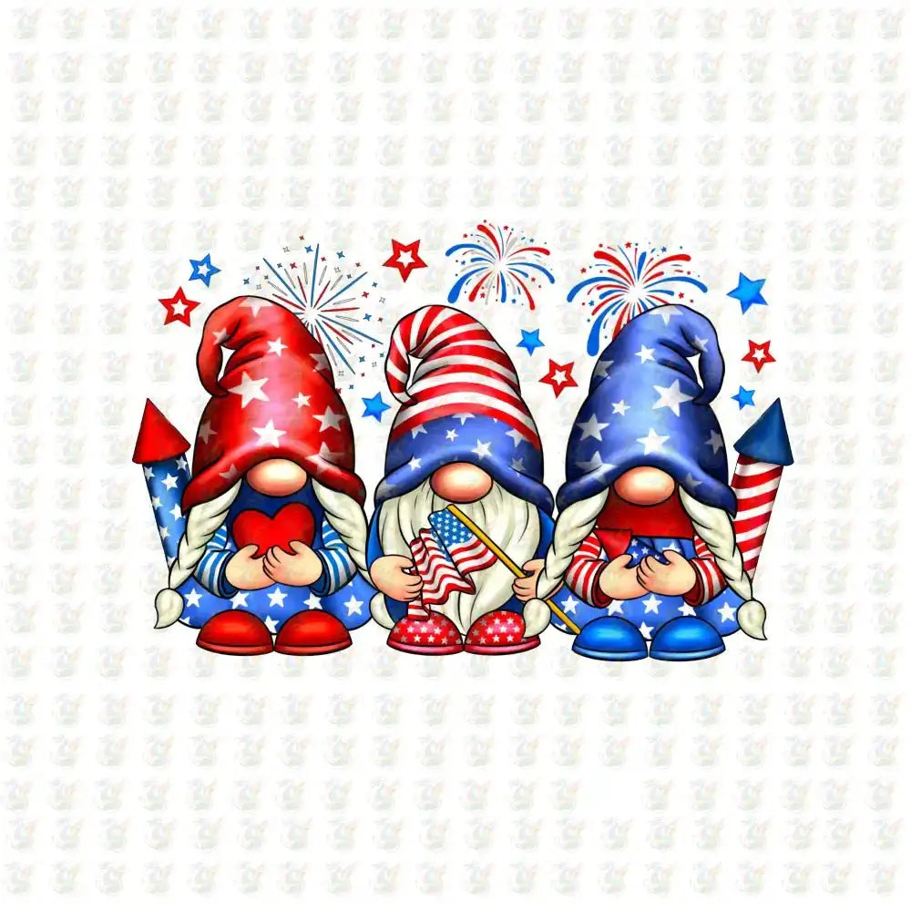 4th of July Gnome DTF Transfer – Patriotic Fireworks Ready to Press - House Of DTF Shirt