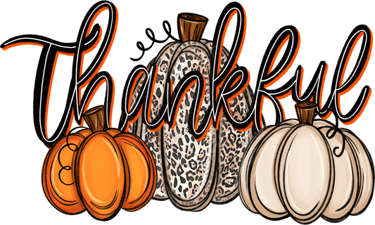 Thankful Pumpkins DTF Transfer – Ready to Press – Leopard Print Fall Thanksgiving Design