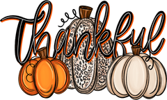 Thankful Pumpkins DTF Transfer – Ready to Press – Leopard Print Fall Thanksgiving Design