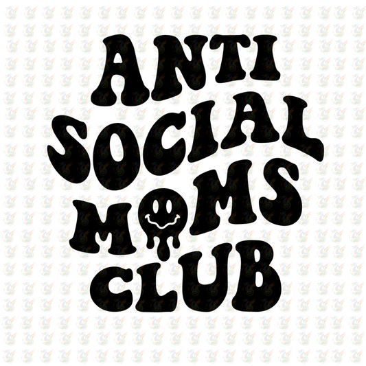 ANTI SOCIAL MOMS CLUB – Retro Groovy DTF Transfer – Ready to Press