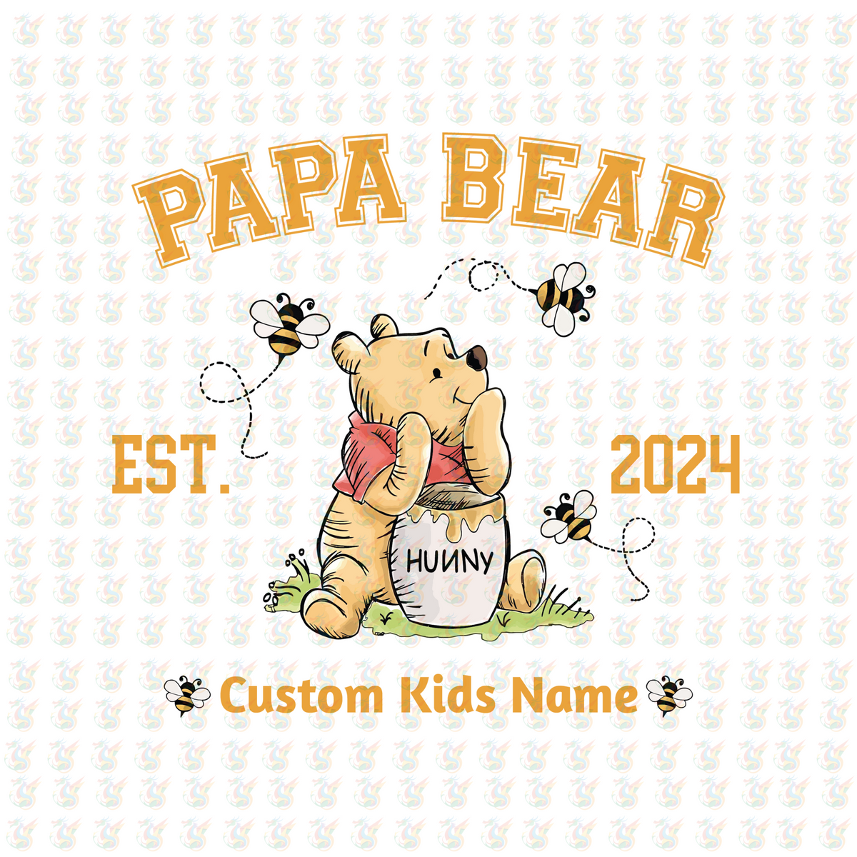 Papa Bear - Custom Kids Name DTF Transfer – Ready to Press – Father's Day Gift 2025