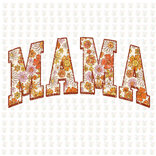 Retro Floral MAMA - Inspired DTF Transfer – Ready to Press - Mothers Day