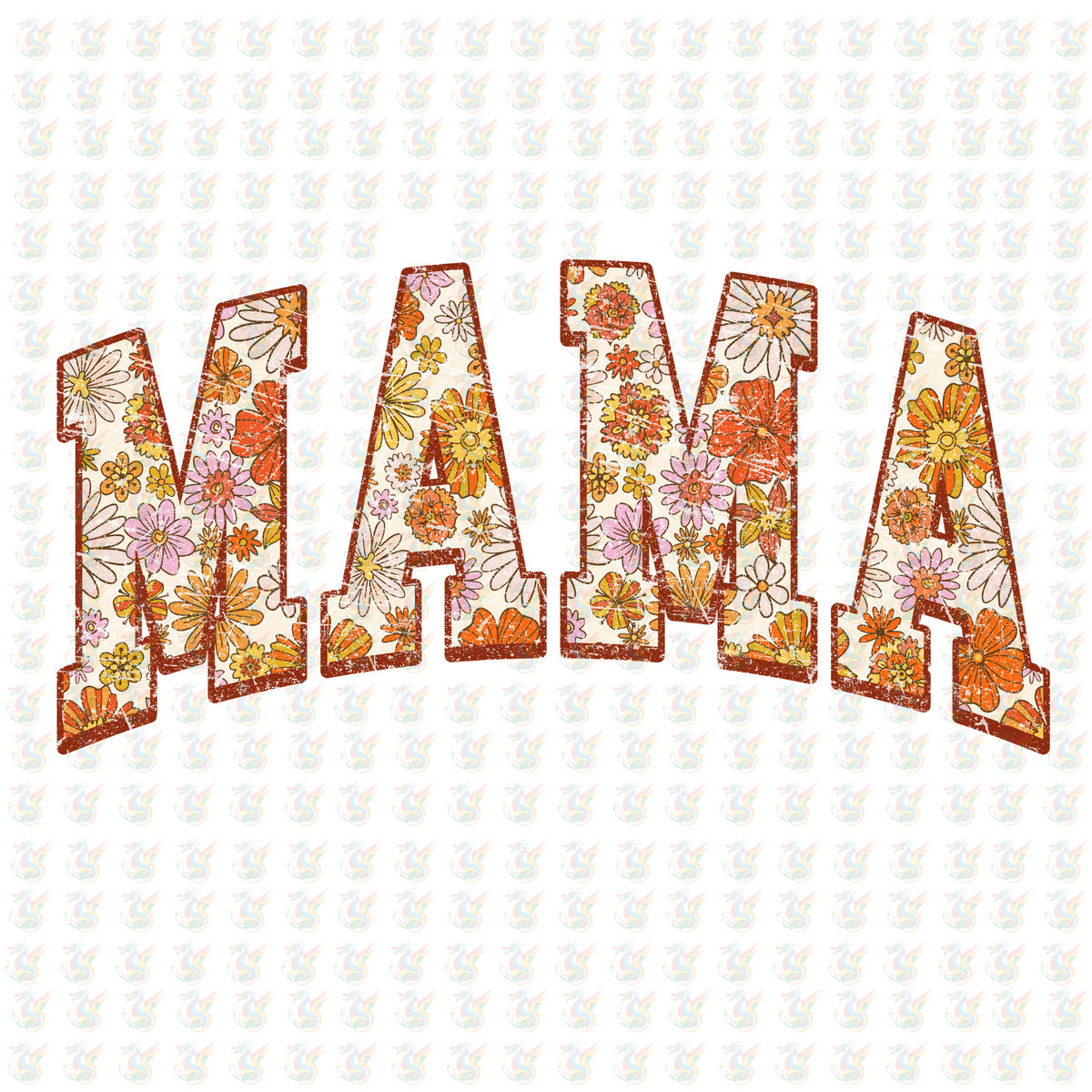 Retro Floral MAMA - Inspired DTF Transfer – Ready to Press - Mothers Day