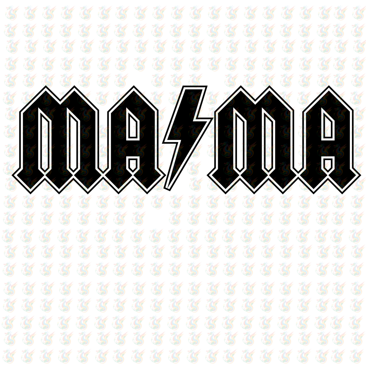 MAMA Rock Bolt – Lightning Bold DTF Transfer – Ready to Press for Cool Moms