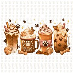 Dog Mom Coffee Vibes – Paw Print Latte DTF Transfer – Ready to Press
