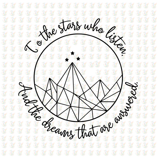To the Stars Who Listen DTF Transfer – Dreamy Line Art – Ready to Press