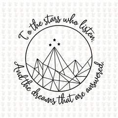 To the Stars Who Listen DTF Transfer – Dreamy Line Art – Ready to Press