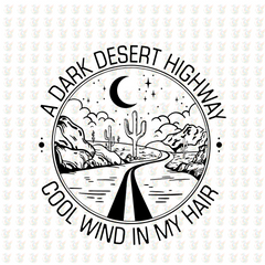 Dark Desert Highway DTF Transfer – Retro Road Trip Design – Ready to Press
