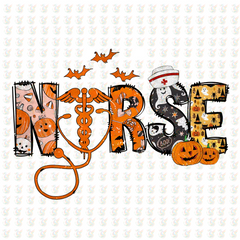 Halloween Nurse DTF Transfer – Spooky Fall Medical Design – Ready to Press