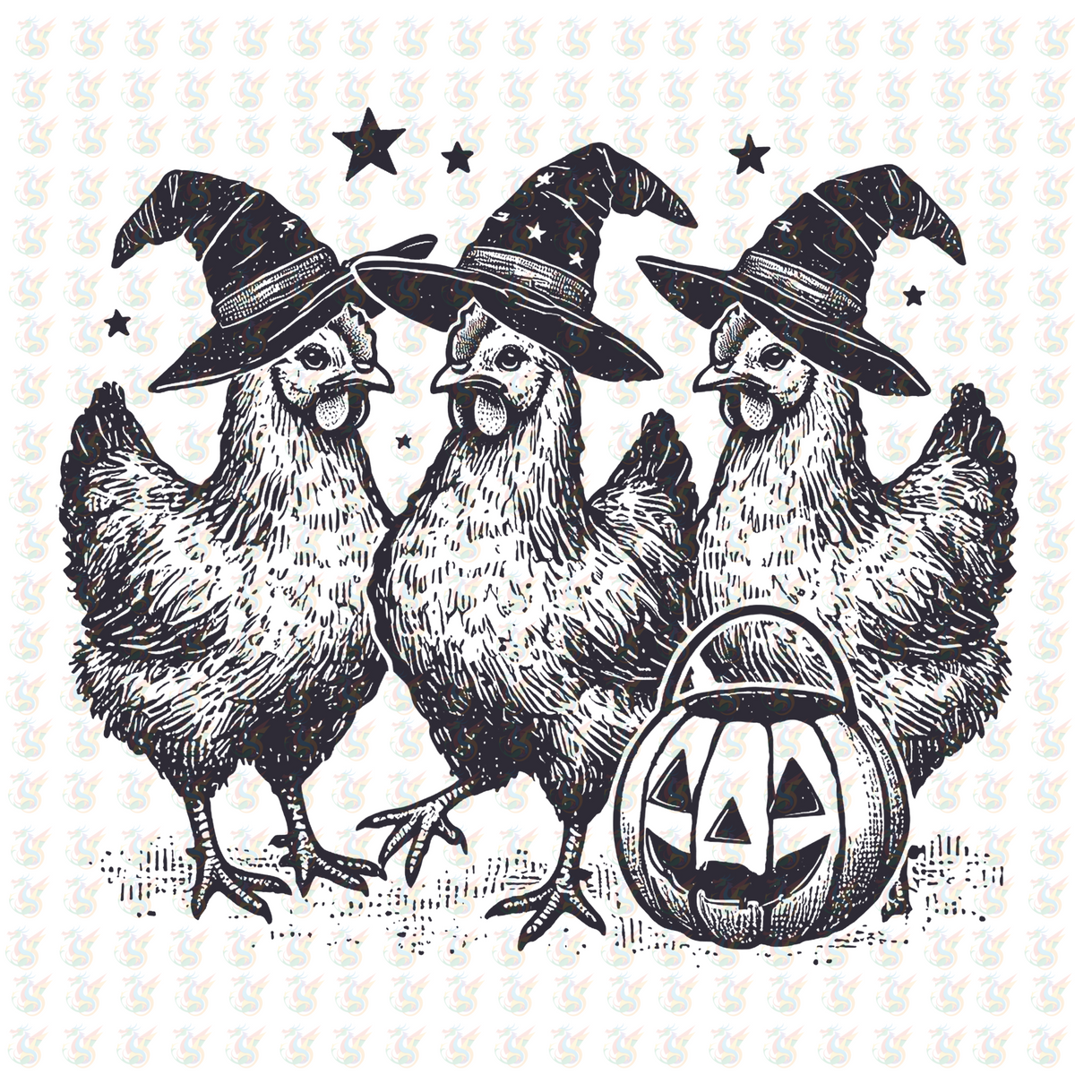 Witchy Chicken Halloween DTF Transfer – Farm Spooky Design – Ready to Press