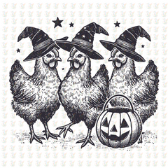 Witchy Chicken Halloween DTF Transfer – Farm Spooky Design – Ready to Press