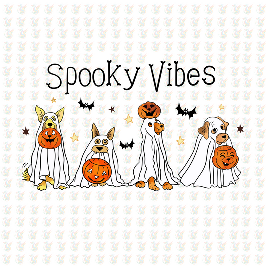 Spooky Vibes Dog DTF Transfer – Cute Halloween Pets – Ready to Press