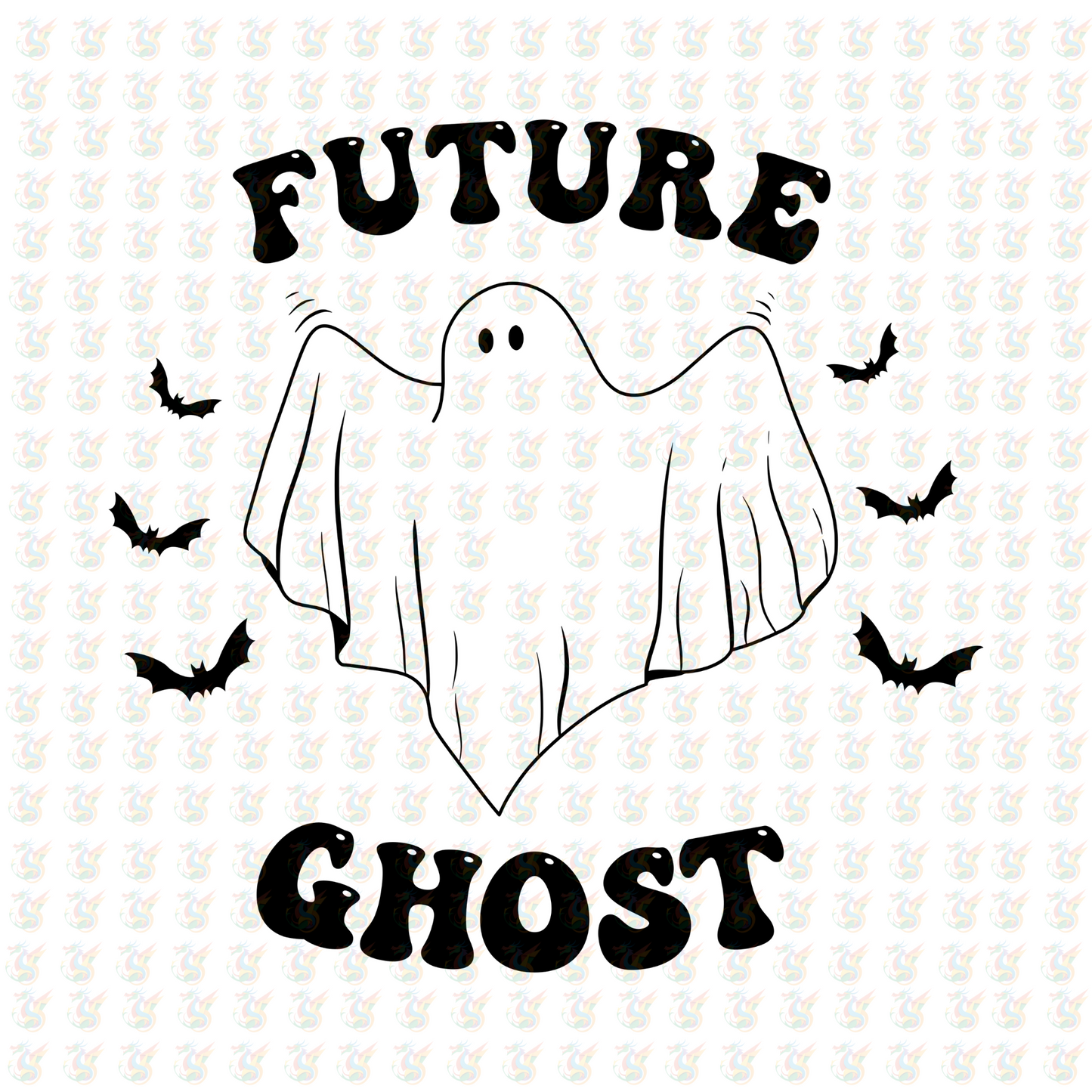 Future Ghost DTF Transfer – Funny Minimalist Halloween Design – Ready to Press