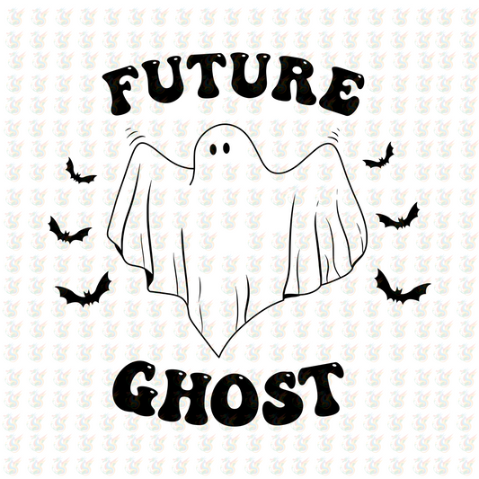 Future Ghost DTF Transfer – Funny Minimalist Halloween Design – Ready to Press