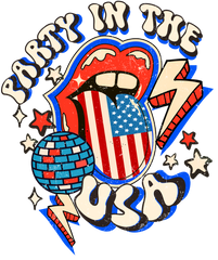 Party in the USA Retro DTF Transfer – Patriotic Tongue – Ready to Press