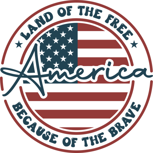 Land of the Free DTF Transfer – Patriotic America Circle Design-Ready to Press