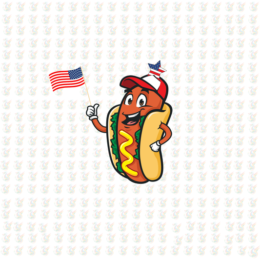Patriotic Hot Dog DTF Transfer – Funny 4th of July BBQ Design - Ready to Press