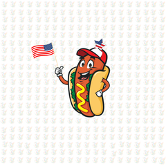 Patriotic Hot Dog DTF Transfer – Funny 4th of July BBQ Design - Ready to Press