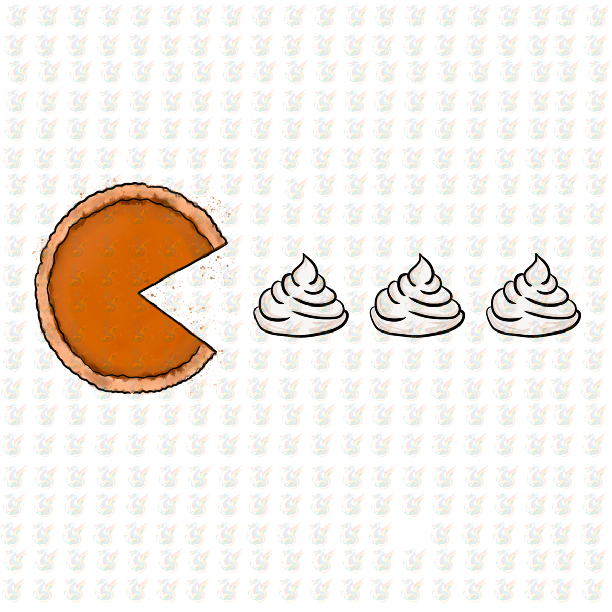 Pumpkin Pie Pac-Man DTF Transfer – Ready to Press – Funny Thanksgiving Dessert Design