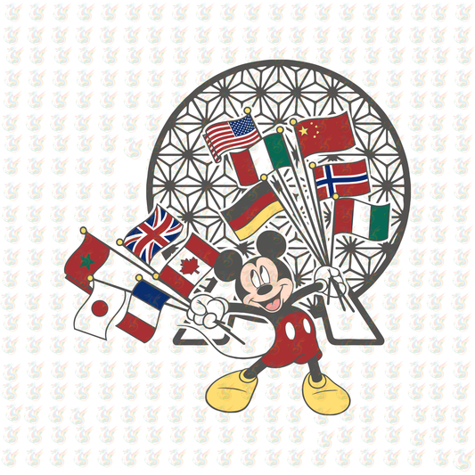 World Flags DTF Transfer – Ready to Press Mickey Epcot Inspired