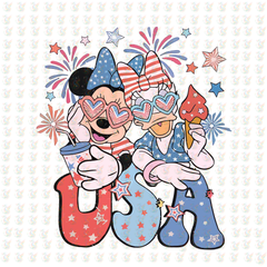 Minnie & Daisy USA DTF Transfer – Ready to Press – 4th of July