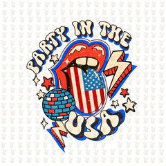 Party in the USA DTF Transfer – Retro Patriotic Tongue Design – Ready to Press