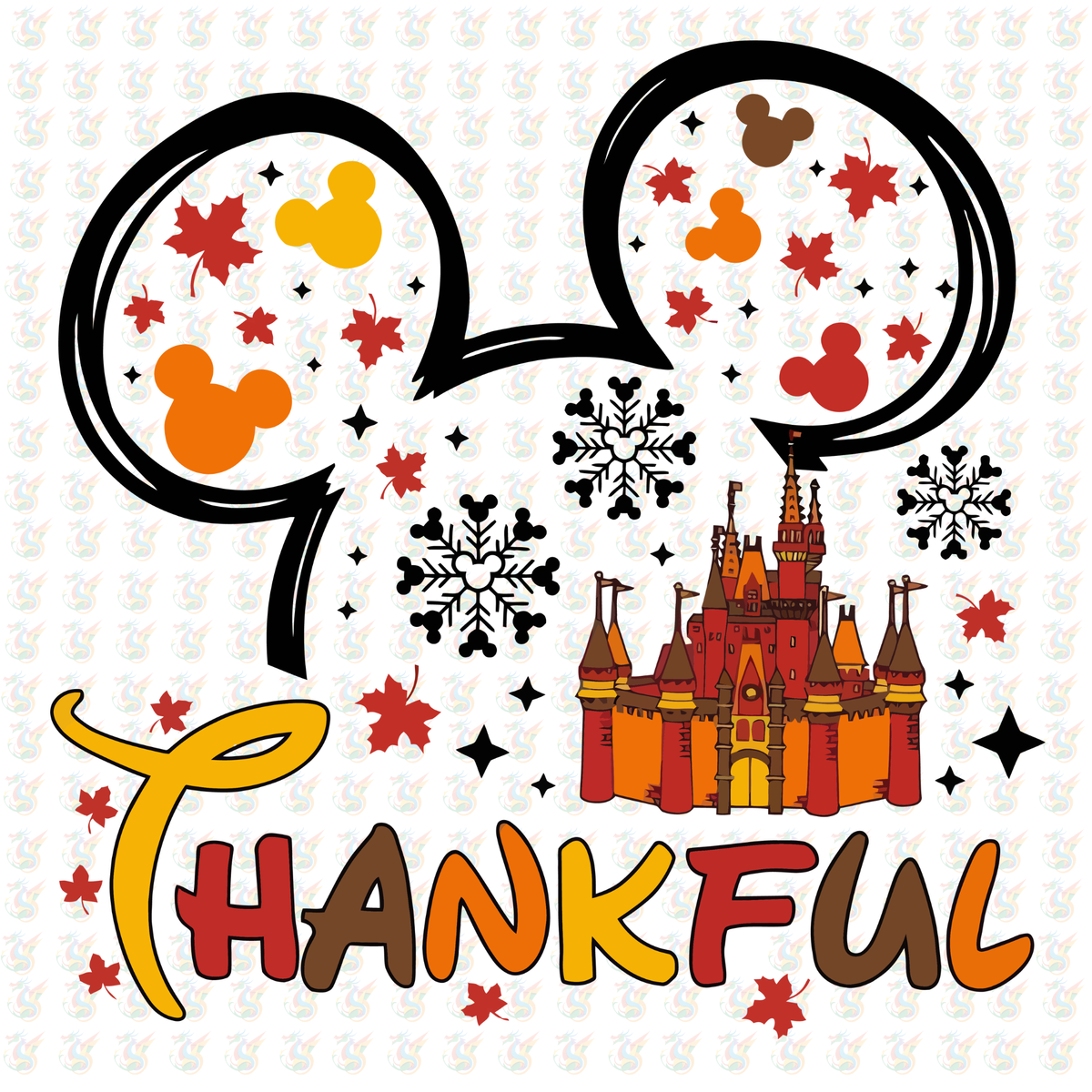 Thankful Disney Castle DTF Transfer – Ready to Press – Fall Mickey Thanksgiving Design