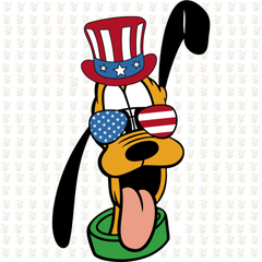 Patriotic Dog DTF Transfer – USA Flag Shades & Hat – Ready to Press