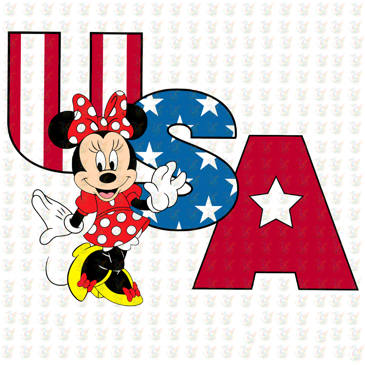 USA Minnie DTF Transfer – Patriotic Stars & Stripes – Ready to Press