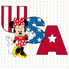 USA Minnie DTF Transfer – Patriotic Stars & Stripes – Ready to Press