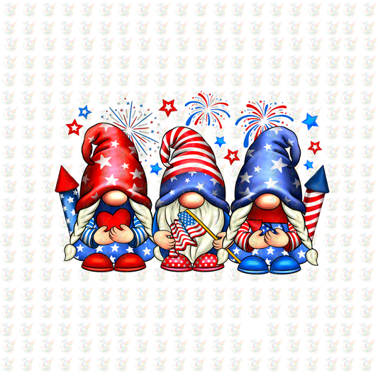 4th of July Gnome DTF Transfer – Patriotic Fireworks Ready to Press