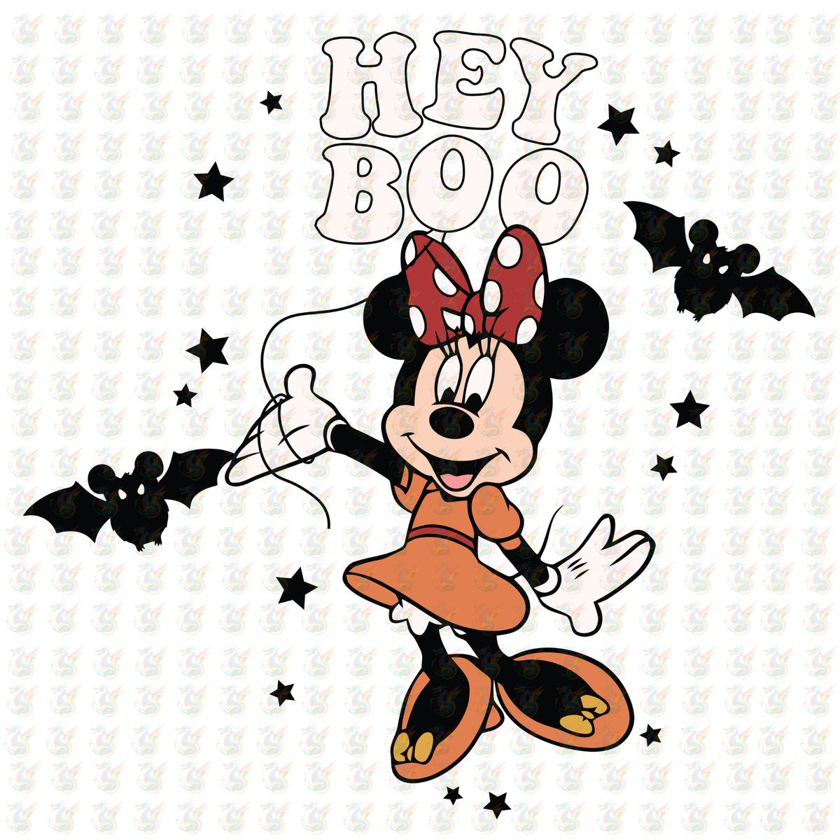 Hey Boo Minnie Halloween DTF Transfer – Ready to Press – Cute Disney-Inspired Spooky Design