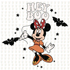 Hey Boo Minnie Halloween DTF Transfer – Ready to Press – Cute Disney-Inspired Spooky Design