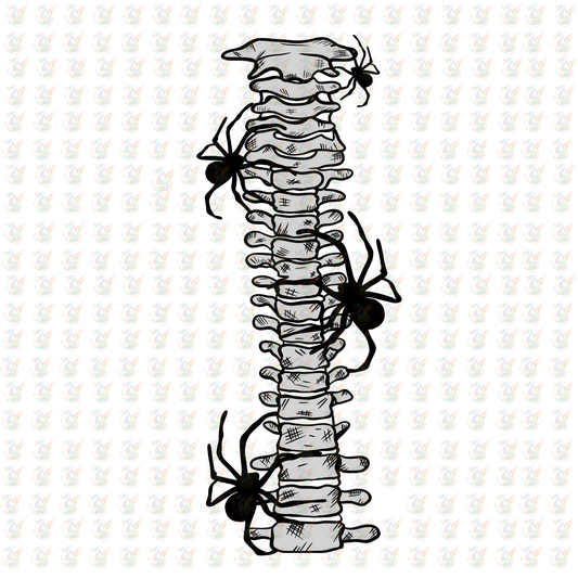 Spine Bone Back Print DTF Transfer – Ready to Press – Halloween Skeleton Anatomy Design