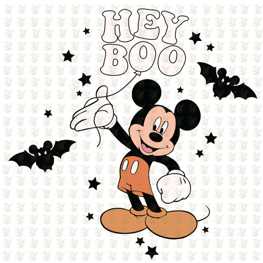 Hey Boo Mickey Halloween DTF Transfer – Ready to Press – Cute Disney-Inspired Spooky Design