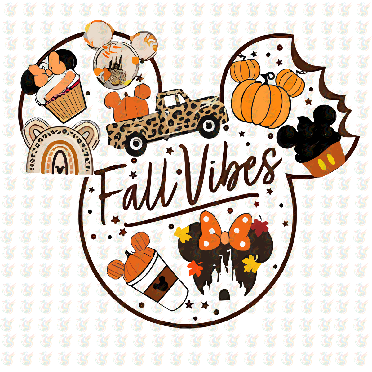 Fall Vibes Disney DTF Transfer – Ready to Press – Autumn Mouse Treats & Leopard Truck