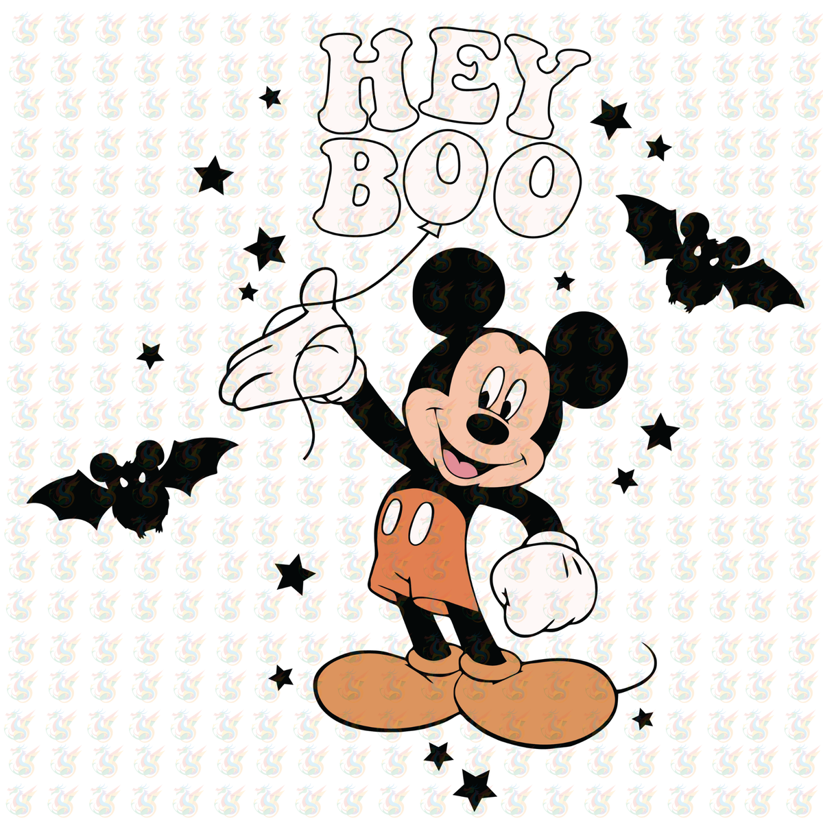 Hey Boo Mickey Halloween DTF Transfer – Ready to Press – Cute Disney-Inspired Spooky Design