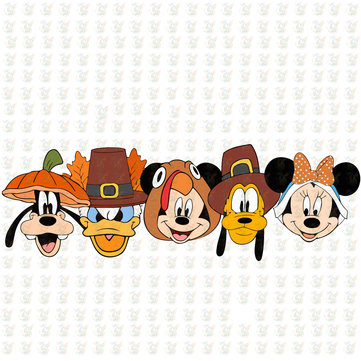 Thanksgiving Disney Faces DTF Transfer – Ready to Press – Fall & Turkey Day Design