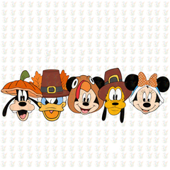 Thanksgiving Disney Faces DTF Transfer – Ready to Press – Fall & Turkey Day Design