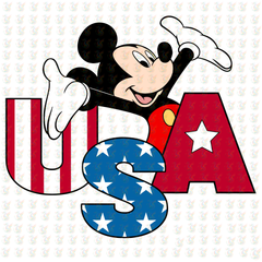 USA Mickey DTF Transfer – Patriotic Stars & Stripes – Ready to Press