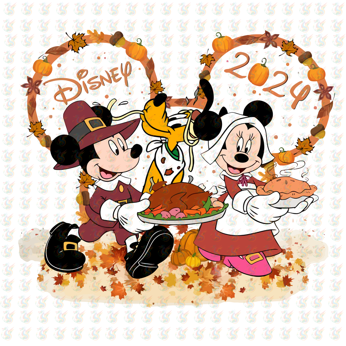 Disney Thanksgiving 2025 DTF Transfer – Ready to Press – Mickey & Minnie Fall Feast Design